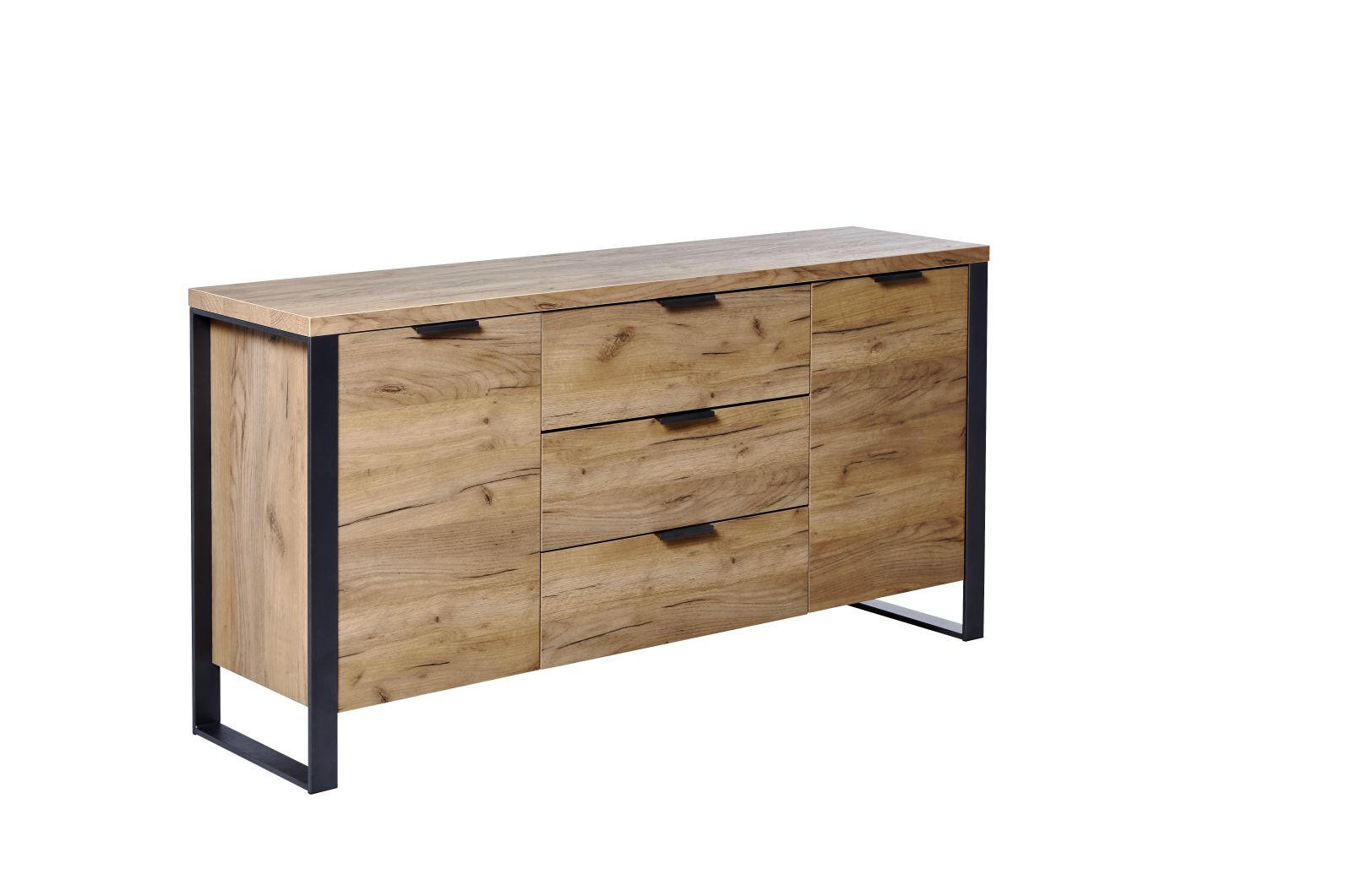 SIDEBOARD  in 150/76/39,5 cm  - Eichefarben/Anthrazit, MODERN, Holzwerkstoff/Metall (150/76/39,5cm)