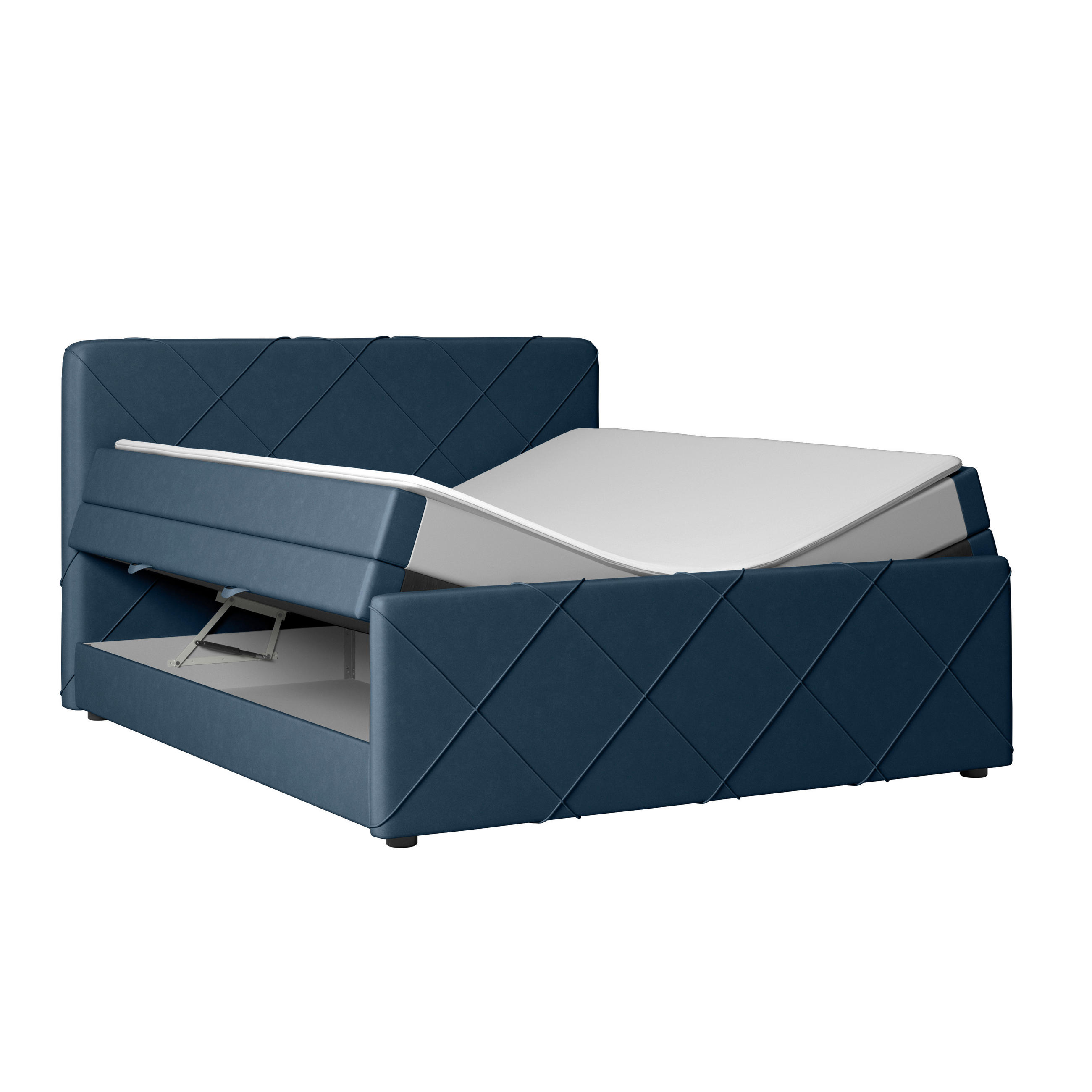 BOXSPRINGBETT 180/200 cm  in Blau  - Blau/Schwarz, MODERN, Holz/Kunststoff (180/200cm) - MID.YOU