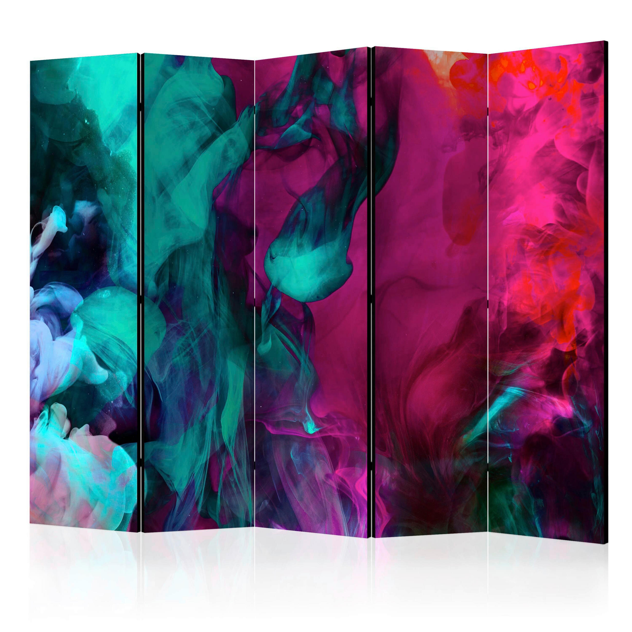 SKÄRMVÄGG  i trä, textil  röd, mintgrön  - röd/mintgrön, Basics, trä/textil (225/172/3cm) - artgeist