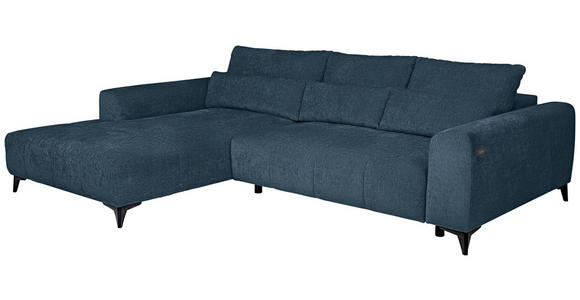 ECKSOFA  in Chenille Blau  222/279 cm  - Blau/Schwarz, KONVENTIONELL, Kunststoff/Textil (222/279cm) - Hom`in