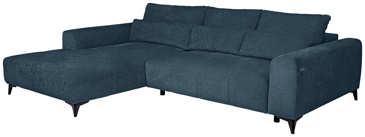 HÖRNSOFFA i chenille blå  - blå/svart, Klassisk, textil/plast (222/279cm) - MID.YOU