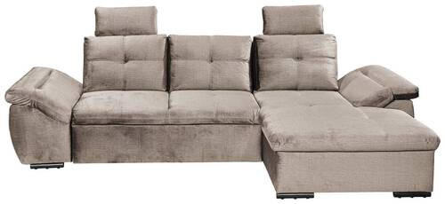 ECKSOFA Creme Mikrovelours  - Creme/Schwarz, KONVENTIONELL, Kunststoff/Textil (275/170cm) - Carryhome