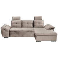 ECKSOFA in Mikrovelours Creme  - Creme/Schwarz, Konventionell, Kunststoff/Textil (275/170cm) - Carryhome