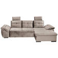 ECKSOFA Creme Mikrovelours  - Creme/Schwarz, KONVENTIONELL, Kunststoff/Textil (275/170cm) - Carryhome