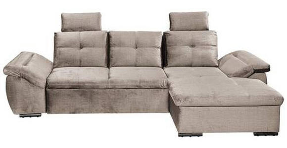 ECKSOFA in Mikrovelours Creme - Creme/Schwarz, KONVENTIONELL, Kunststoff/Textil (275/170cm) - Carryhome