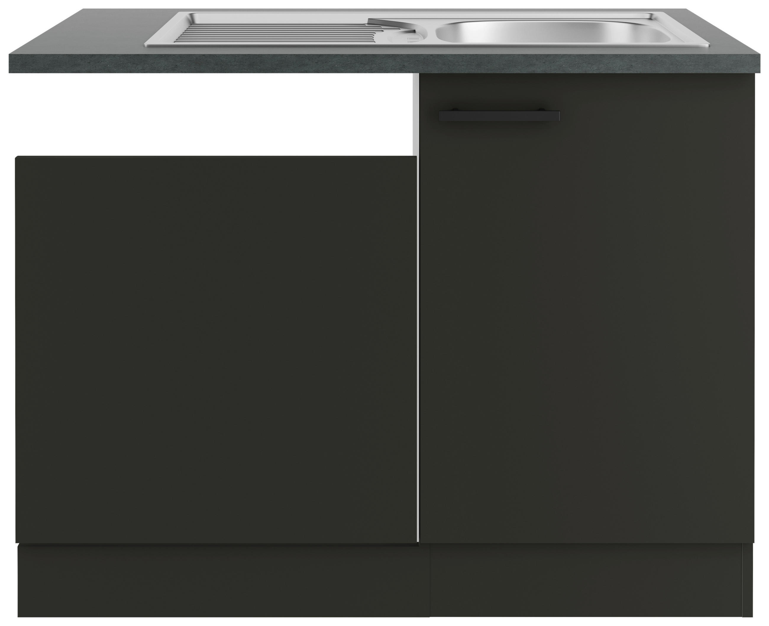 SPÜLENUNTERSCHRANK 110/84,8/60 cm  in Anthrazit  - Anthrazit/Schwarz, Basics, Holzwerkstoff/Metall (110/84,8/60cm) - Optifit