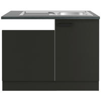 SPÜLENUNTERSCHRANK 110/84,8/60 cm  in Anthrazit  - Anthrazit/Schwarz, Basics, Holzwerkstoff/Metall (110/84,8/60cm) - Optifit