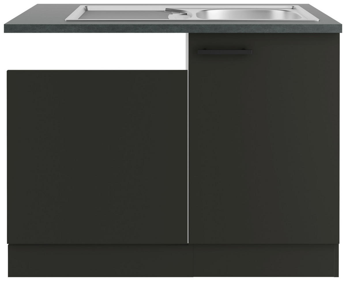 SPÜLENUNTERSCHRANK 110/84,8/60 cm  in Anthrazit  - Anthrazit/Schwarz, Basics, Holzwerkstoff/Metall (110/84,8/60cm) - Optifit