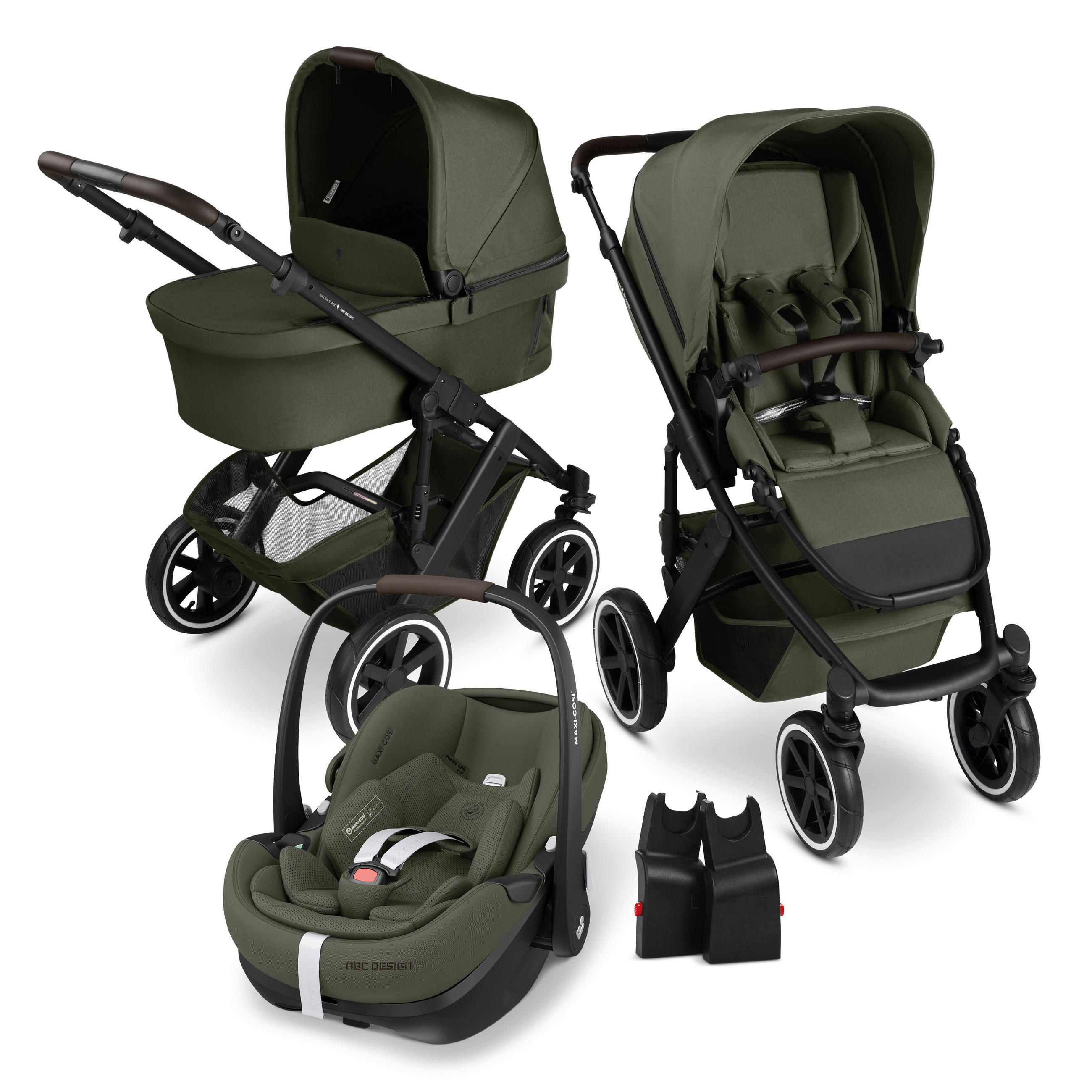 KINDERWAGENSET Salsa 5 Air - All In One Set Maxi Cosi  - Schwarz/Weiß, Basics, Textil/Metall (95,5/63/118cm) - ABC Design