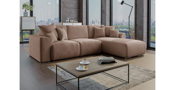 ECKSOFA Taupe Lederlook - Taupe/Chromfarben, KONVENTIONELL, Kunststoff/Textil (293/195cm) - Carryhome