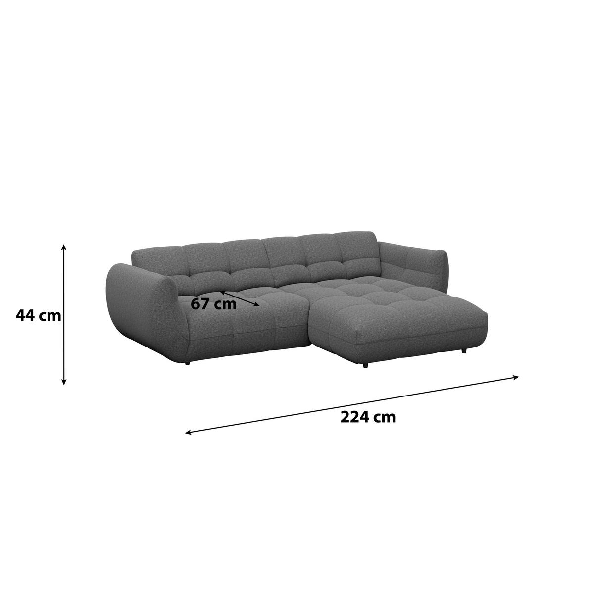 ECKSOFA Graubraun Chenille  - Graubraun/Schwarz, Trend, Kunststoff/Textil (280/178cm) - MID.YOU
