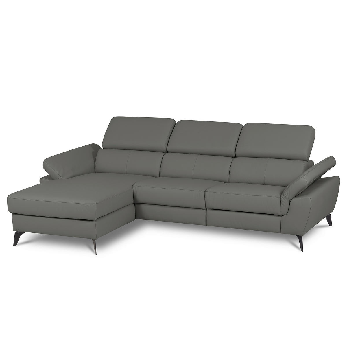ECKSOFA Lederlook Echtleder Anthrazit  - Anthrazit/Schwarz, Design, Leder/Textil (179/252cm) - Livetastic