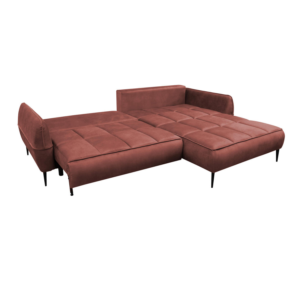 ECKSOFA Koralle Velours  - Koralle/Schwarz, Design, Textil/Metall (260/189cm) - MID.YOU