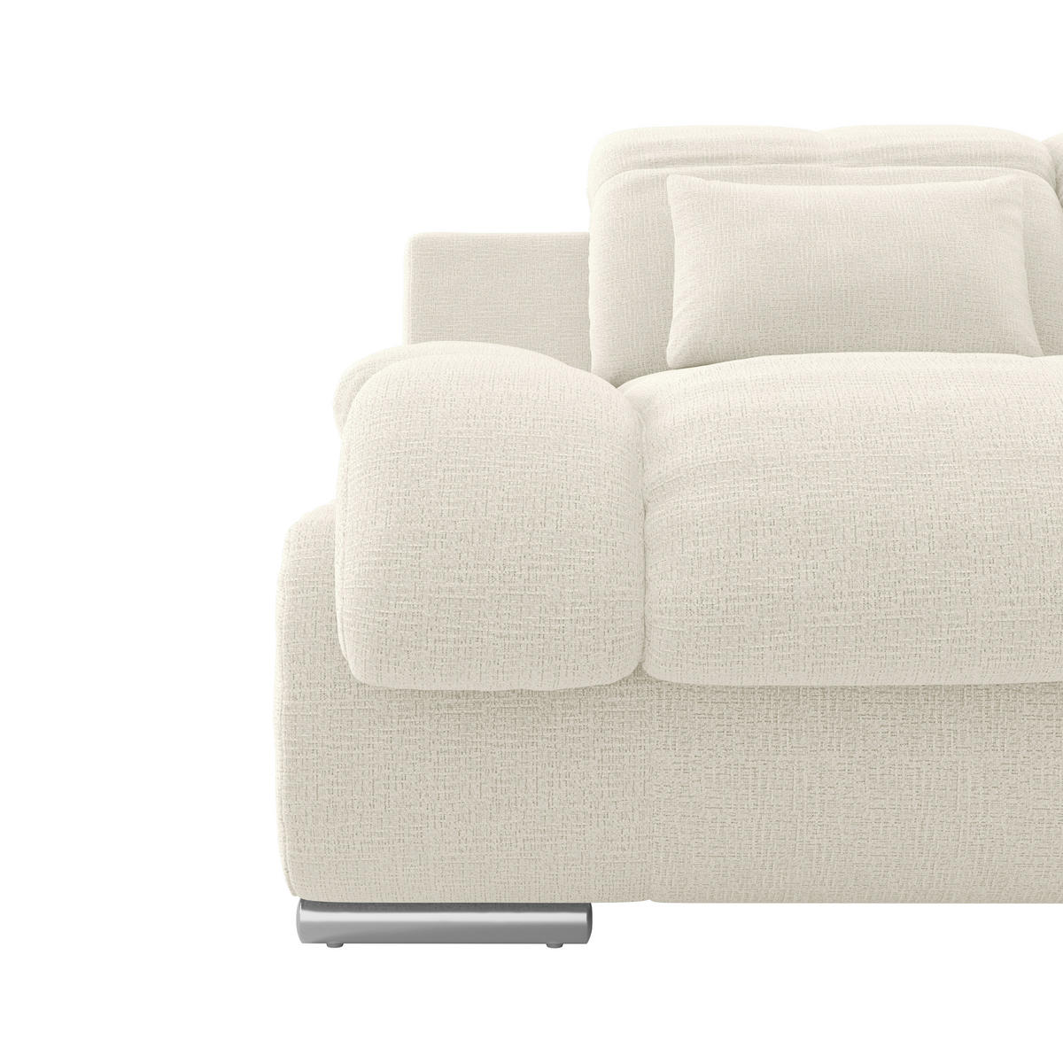 WOHNLANDSCHAFT MULTI Elfenbein Chenille  - Chromfarben/Elfenbein, MODERN, Textil/Metall (184/345/228cm) - Livetastic