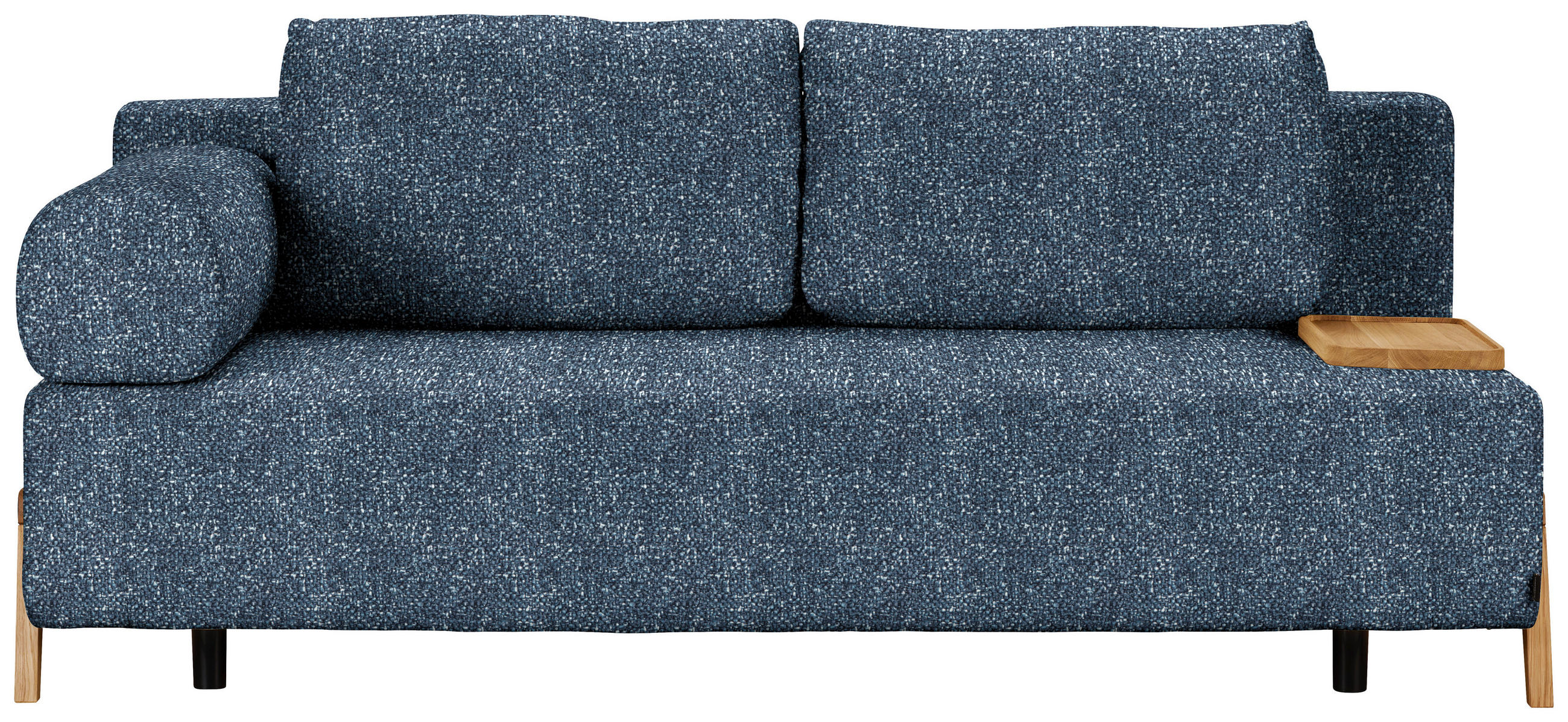SCHLAFSOFA Bouclé Blau  - Blau/Naturfarben, Design, Holz/Textil (211/88/102cm) - Niels Andersson