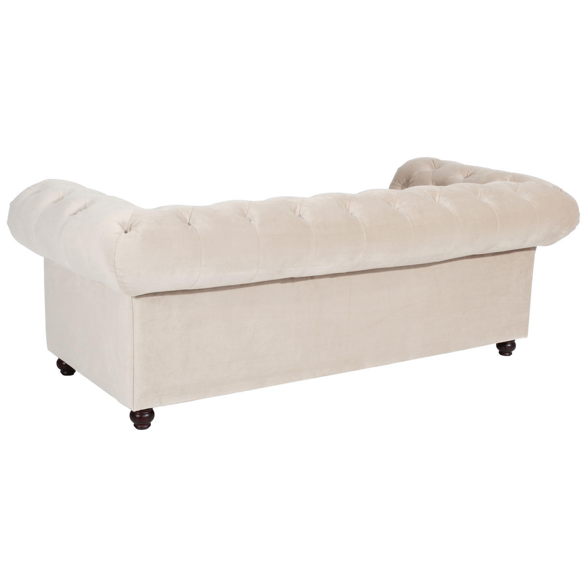 CHESTERFIELD-SOFA Orleans Creme Samt, Velours  - Nussbaumfarben/Creme, Design, Holz/Textil (216/77/100cm) - Max Winzer