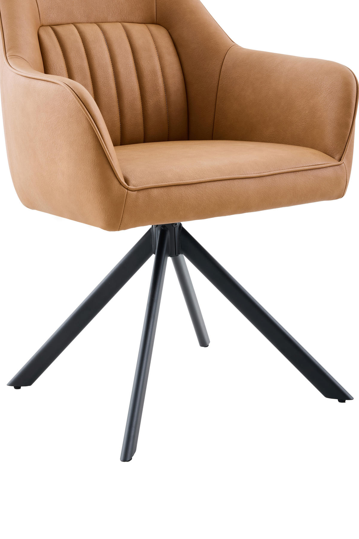 ARMLEHNSTUHL-SET 2 Stück  in Stahl Lederlook  - Cognac/Schwarz, MODERN, Textil/Metall (62/92/68cm) - MID.YOU