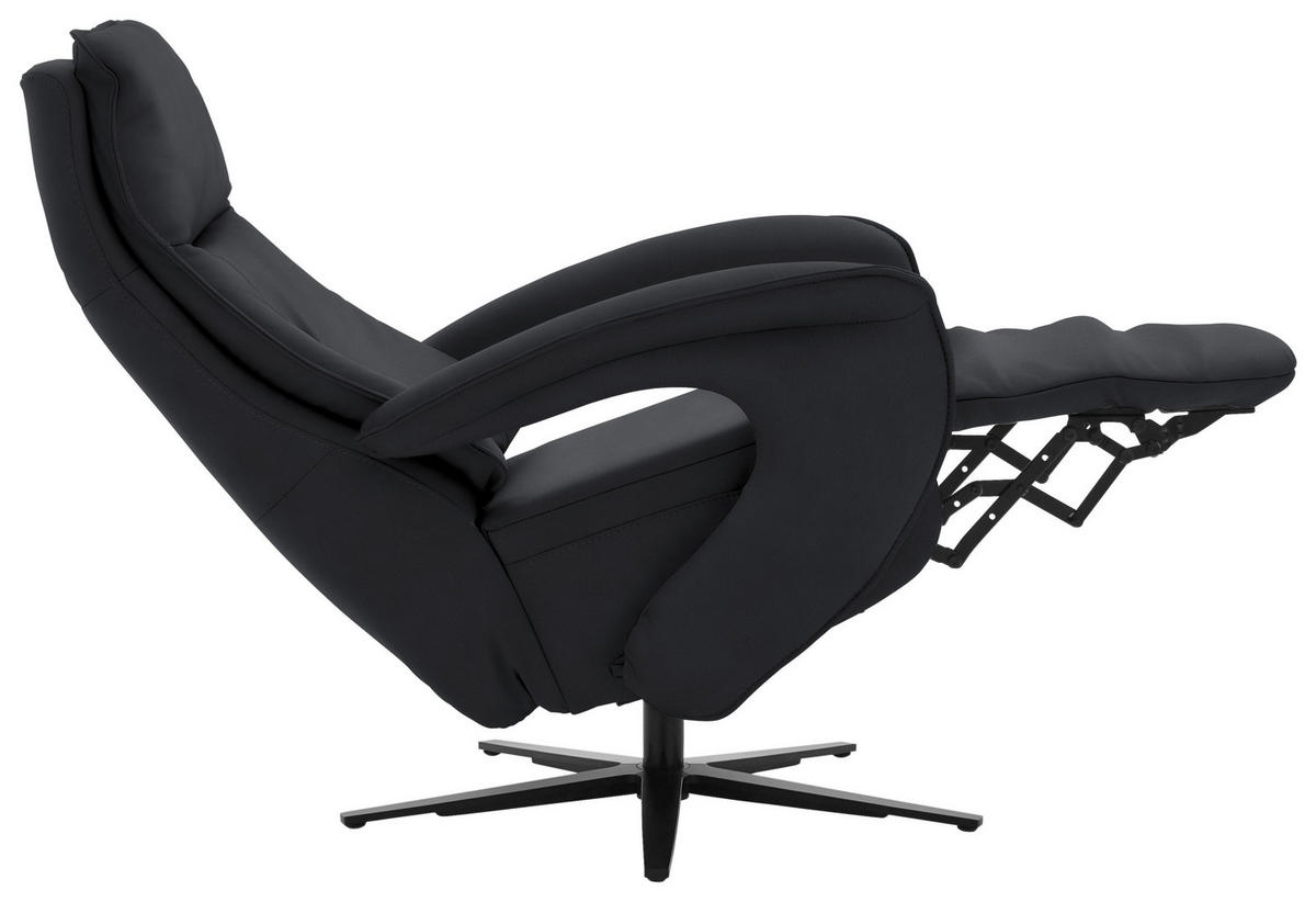 RELAXSESSEL in Leder Anthrazit  - Anthrazit/Schwarz, Design, Leder/Metall (77/110/87cm) - Valdera