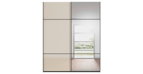 SCHWEBETÜRENSCHRANK 181/223/68 cm 2-türig Schwarz, Champagner - Champagner/Schwarz, KONVENTIONELL, Glas/Holzwerkstoff (181/223/68cm) - Novel