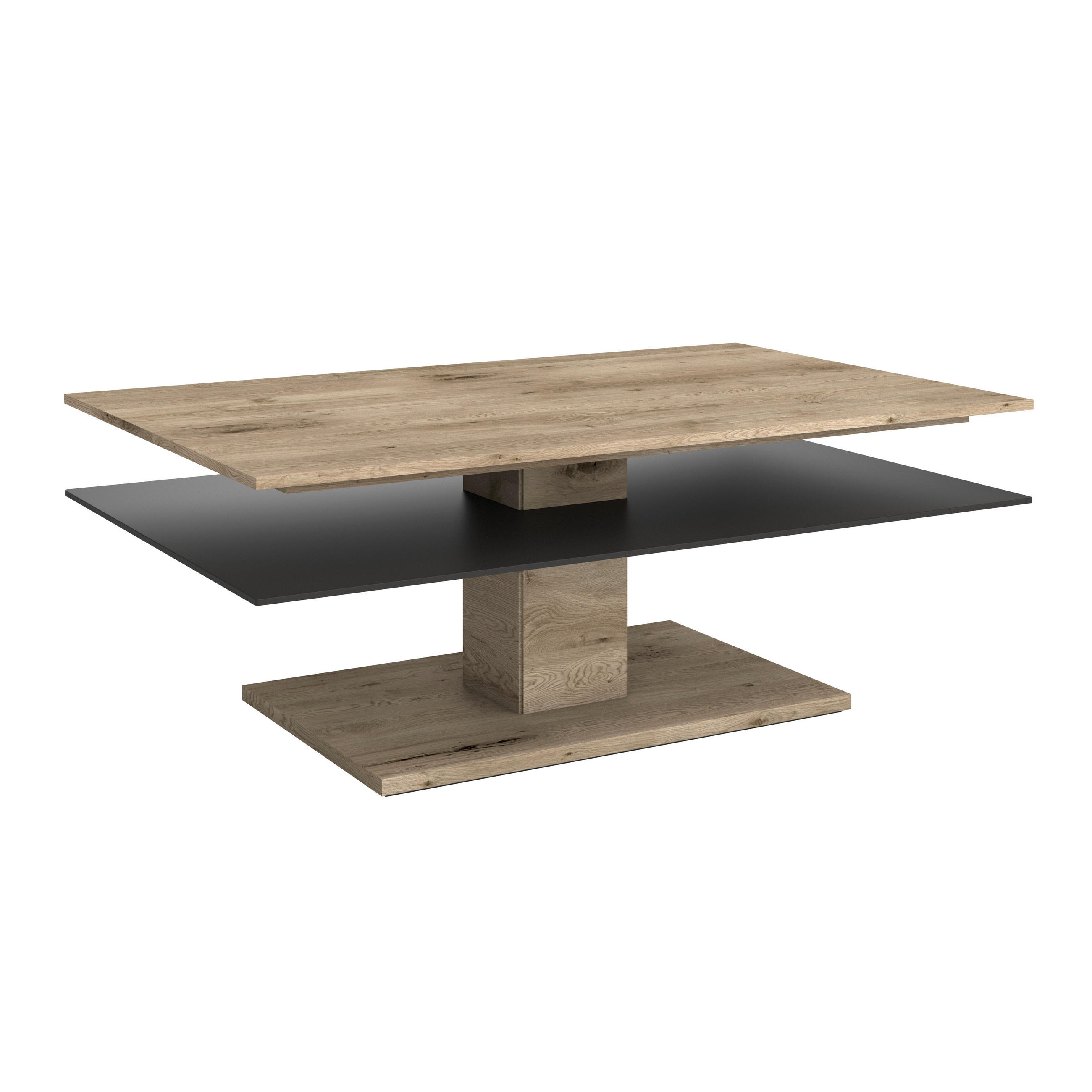 COUCHTISCH Altholz, Eiche massiv Farbglas 120/75/46 cm rechteckig Anthrazit, Eichefarben  - Eichefarben/Anthrazit, Design, Glas/Holz (120/75/46cm) - Voglauer