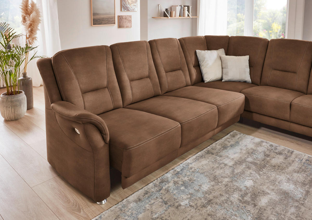 ECKSOFA in Mikrofaser Hellbraun  - Hellbraun/Beige, Konventionell, Textil/Metall (275/223cm) - Beldomo Comfort