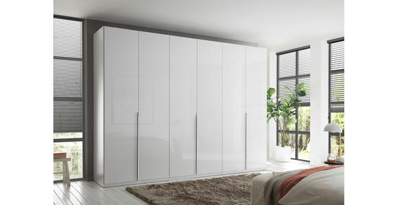 DREHTÜRENSCHRANK 302/225/58 cm,  in Weiß, Weiß Hochglanz, 6-türig  - Chromfarben/Weiß Hochglanz, Design, Holzwerkstoff/Metall (302/225/58cm) - Xora