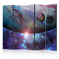 PARAVENT mit 5  Flügel - Blau/Lila, Basics, Holz/Textil (225/172/3cm) - artgeist