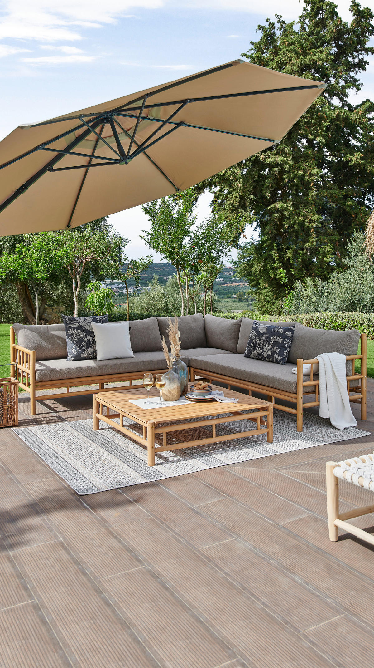 LOUNGEGARNITUR 231,5/231,5 cm Akazie Hartholz  - Taupe/Teakfarben, Natur, Holz/Textil (231,5/231,5cm) - Ambia Garden