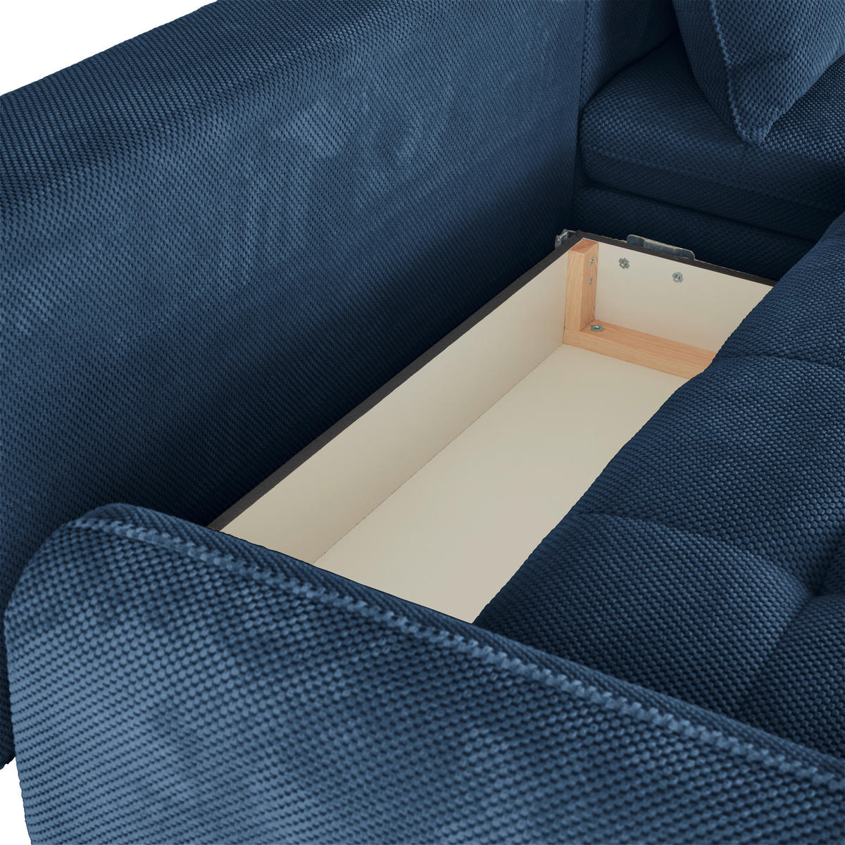ECKSOFA WAVE Dunkelblau Struktur  - Beige/Schwarz, MODERN, Textil/Metall (266/189cm) - MID.YOU
