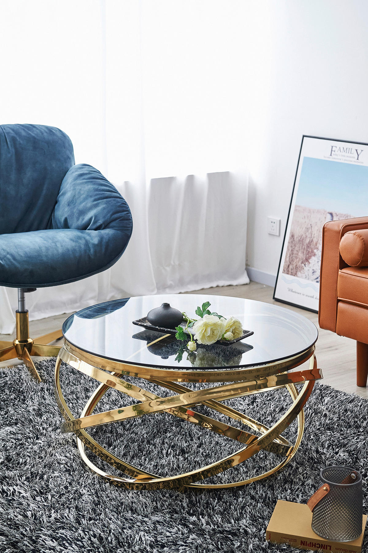 COUCHTISCH in Metall, Glas 80/80/42 cm  - Goldfarben/Grau, Design, Glas/Metall (80/80/42cm) - Livetastic