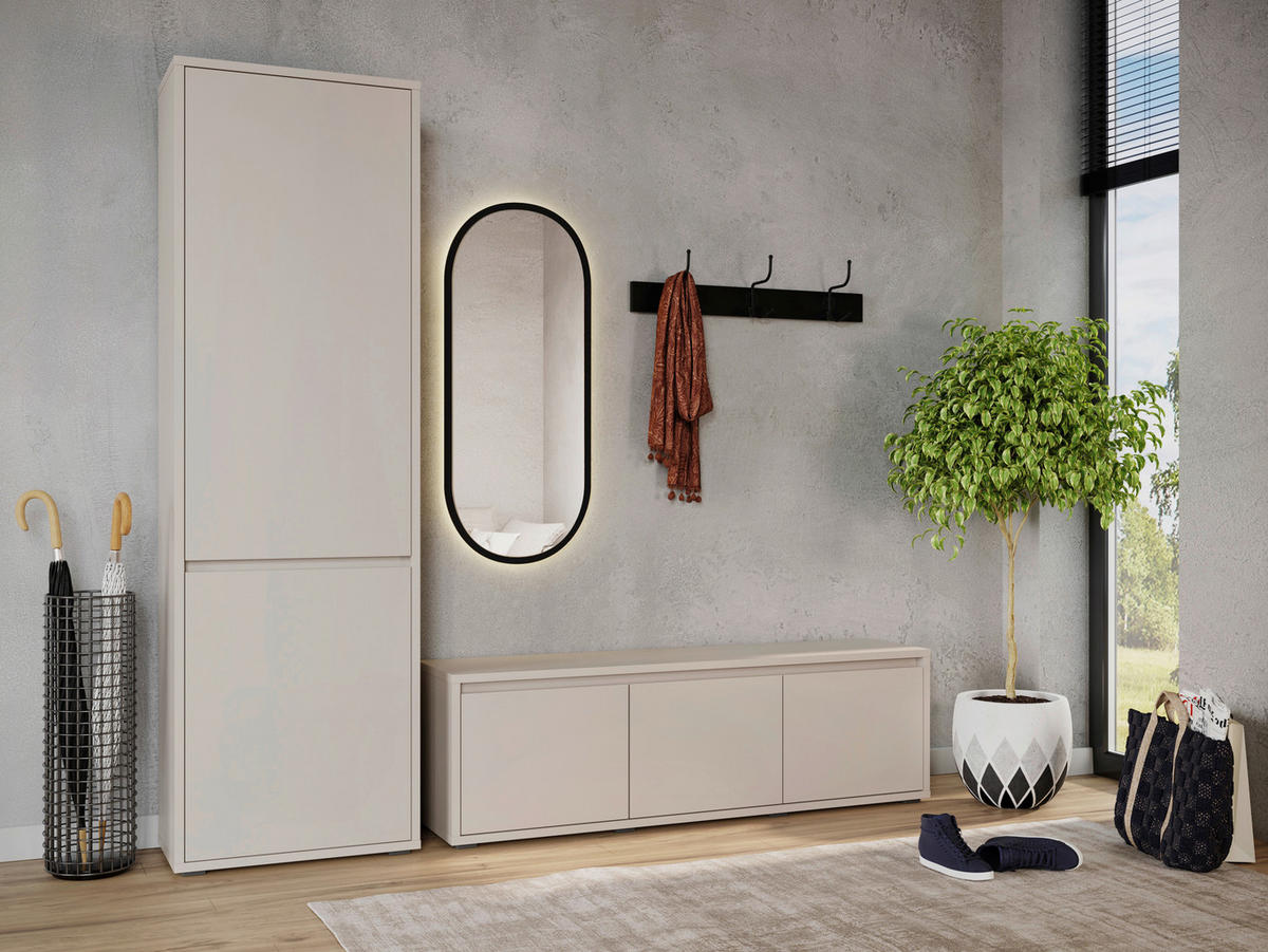 GARDEROBENBANK Liv  in 145,1/50,1/33,8 cm  - Kaschmir/Schwarz, KONVENTIONELL (145,1/50,1/33,8cm) - Xora