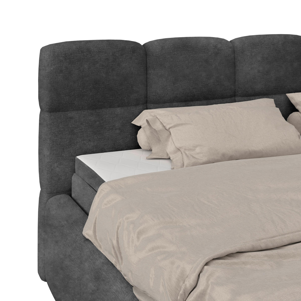 POLSTERBETT 160/200 cm,  in Schwarz, Matratze, Bettkasten, H3 = fest  - Schwarz, Trend, Kunststoff/Textil (160/200cm)