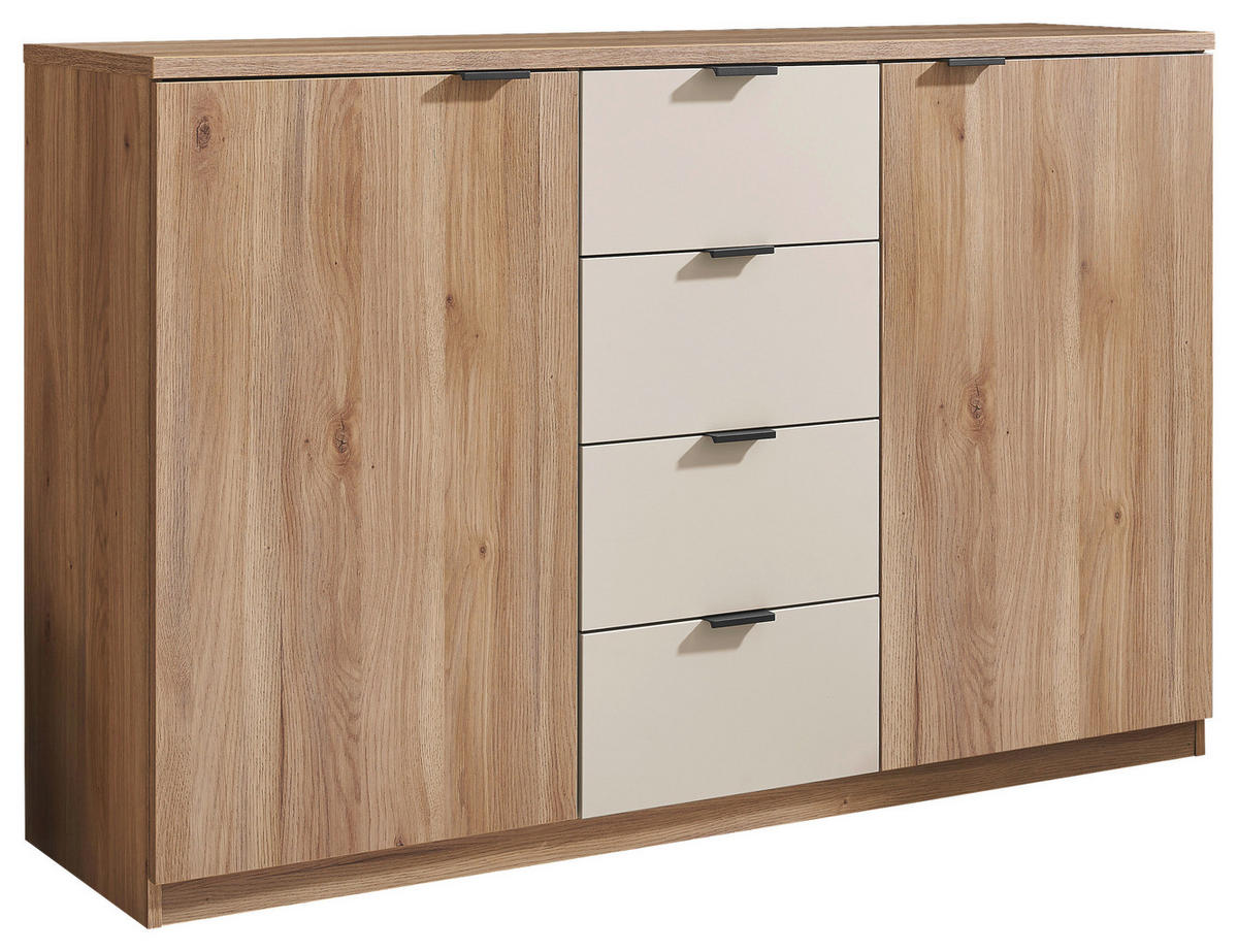 SIDEBOARD  in 140/89,5/38 cm  - Kaschmir/Eichefarben, Design, Holzwerkstoff/Metall (140/89,5/38cm) - Xora