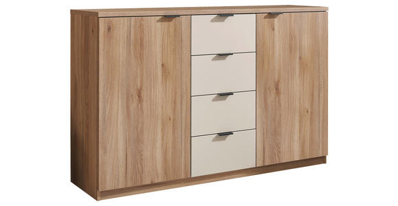 SIDEBOARD  in 140/89,5/38 cm  - Kaschmir/Eichefarben, Design, Holzwerkstoff/Metall (140/89,5/38cm) - Xora