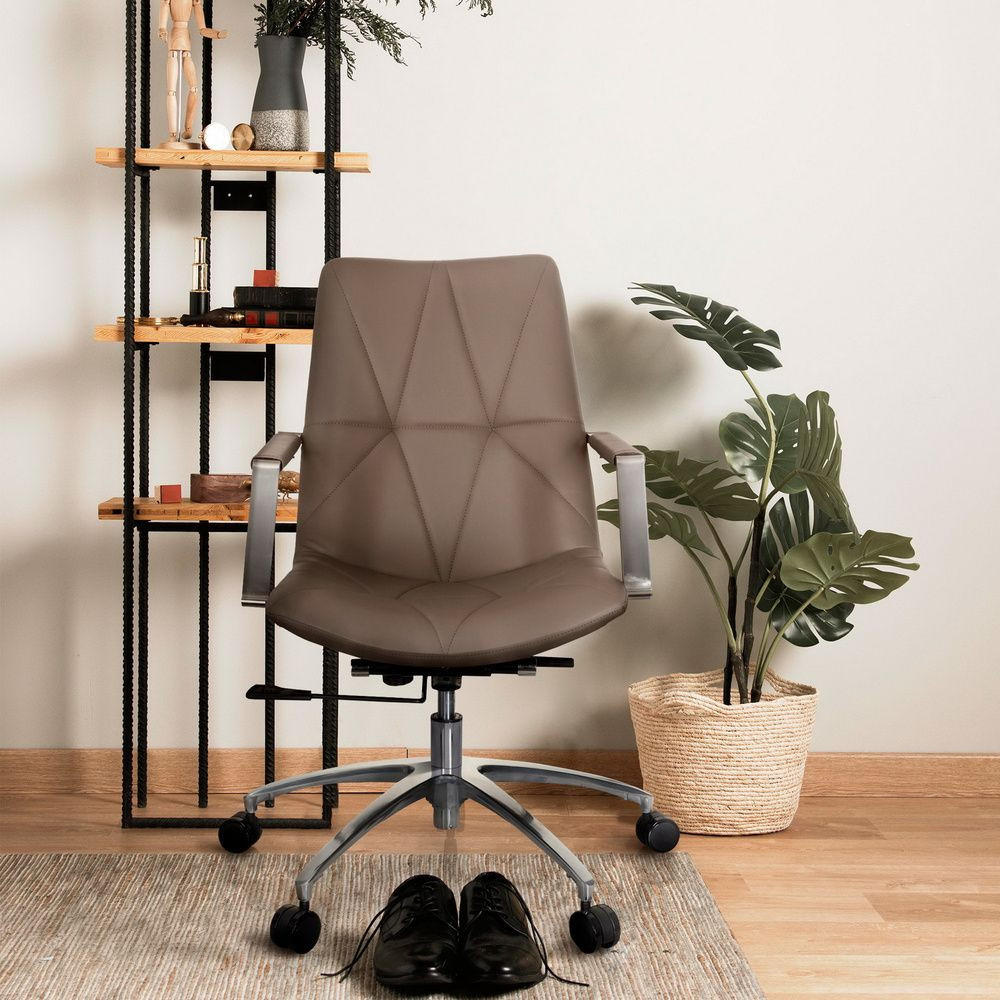 DREHSTUHL Lederlook Cappuccino  - Cappuccino, MODERN, Kunststoff/Textil (56/101/73cm) - MID.YOU