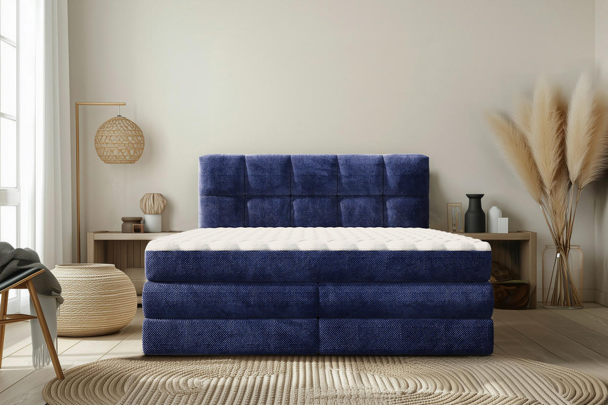 KONTINENTALSÄNG 180/200 cm  i blå  - blå/svart, Design, textil/plast (180/200cm) - Best Price