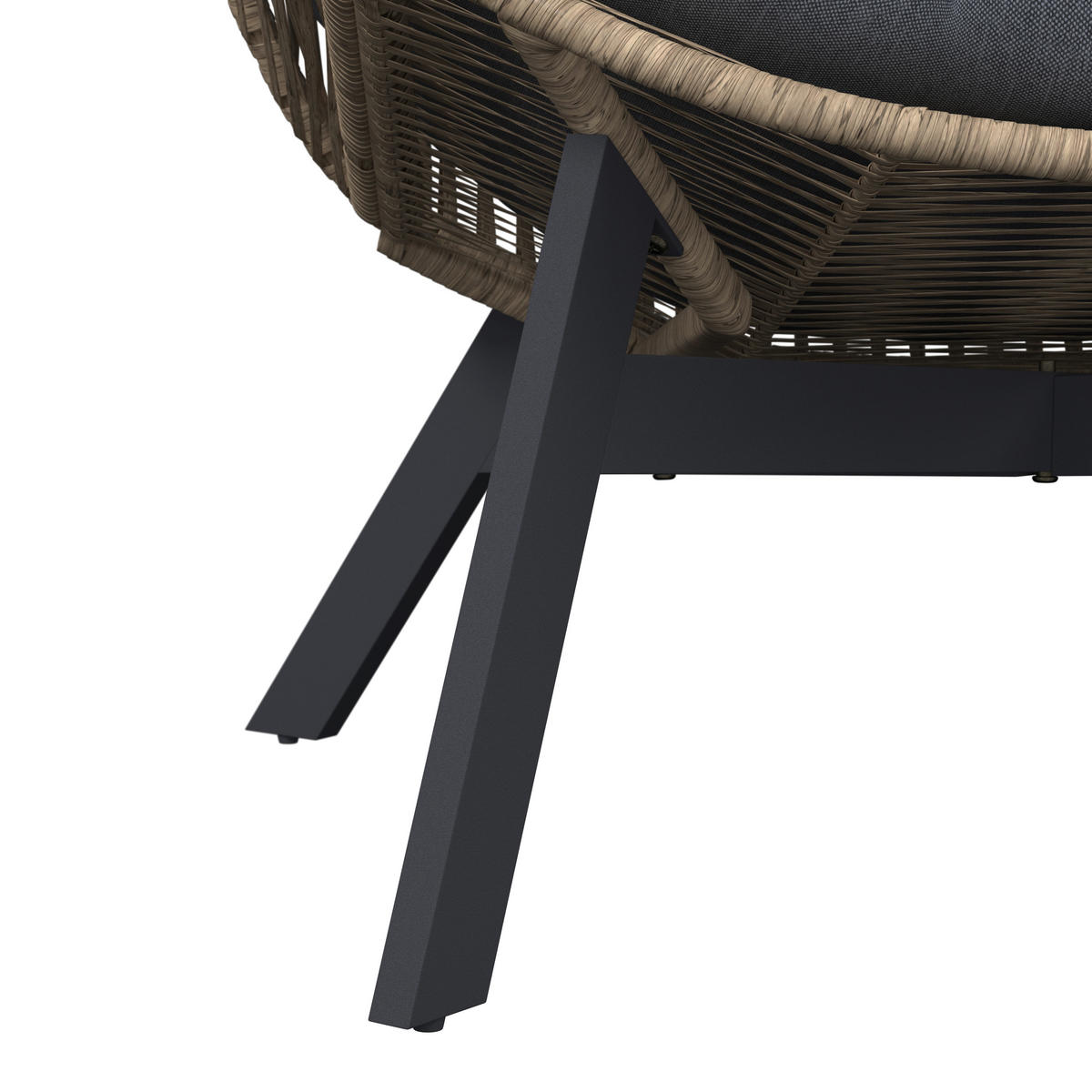 LOUNGESESSEL Grau, Naturfarben, Schwarz Stahl  - Schwarz/Naturfarben, Design, Kunststoff/Textil (101/140/96cm) - Ambia Garden