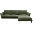 ECKSOFA  in Webstoff Grün  304/196 cm  - Schwarz/Grün, KONVENTIONELL, Textil/Metall (304/196cm) - Hom`in