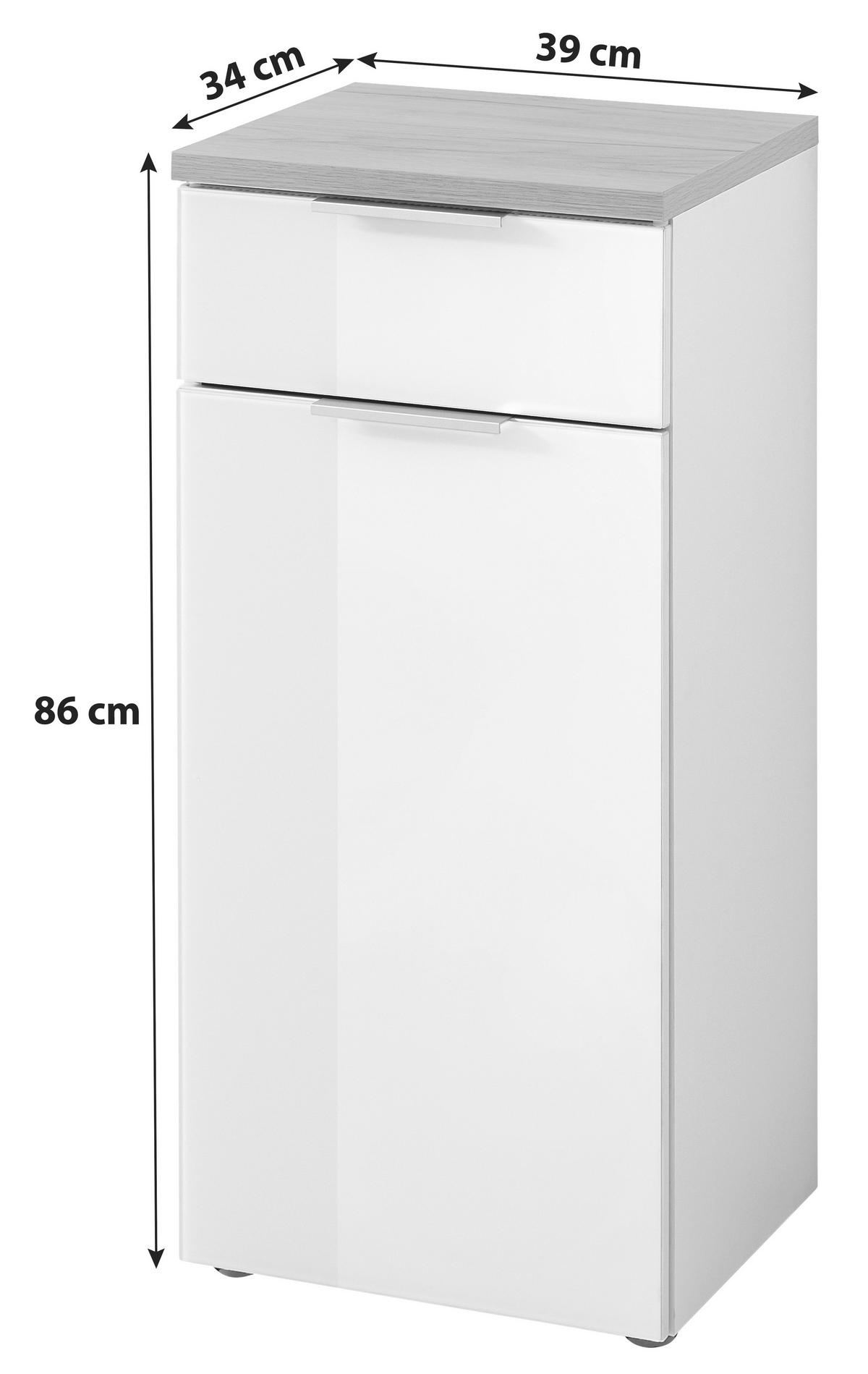 UNTERSCHRANK 39/86/34 cm   - Edelstahlfarben/Eichefarben, Design, Glas/Holzwerkstoff (39/86/34cm) - Germania