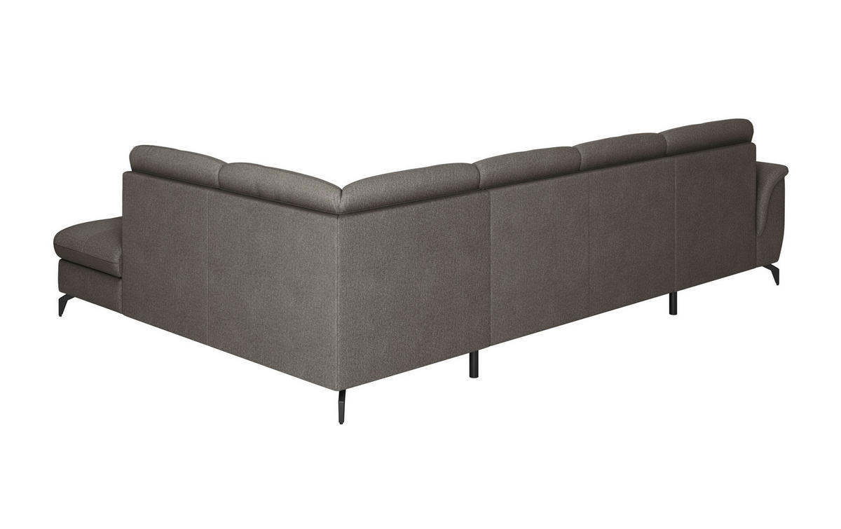 WOHNLANDSCHAFT Graphitfarben Flachgewebe  - Schwarz/Graphitfarben, MODERN, Textil/Metall (164/319/212cm) - Sit & More