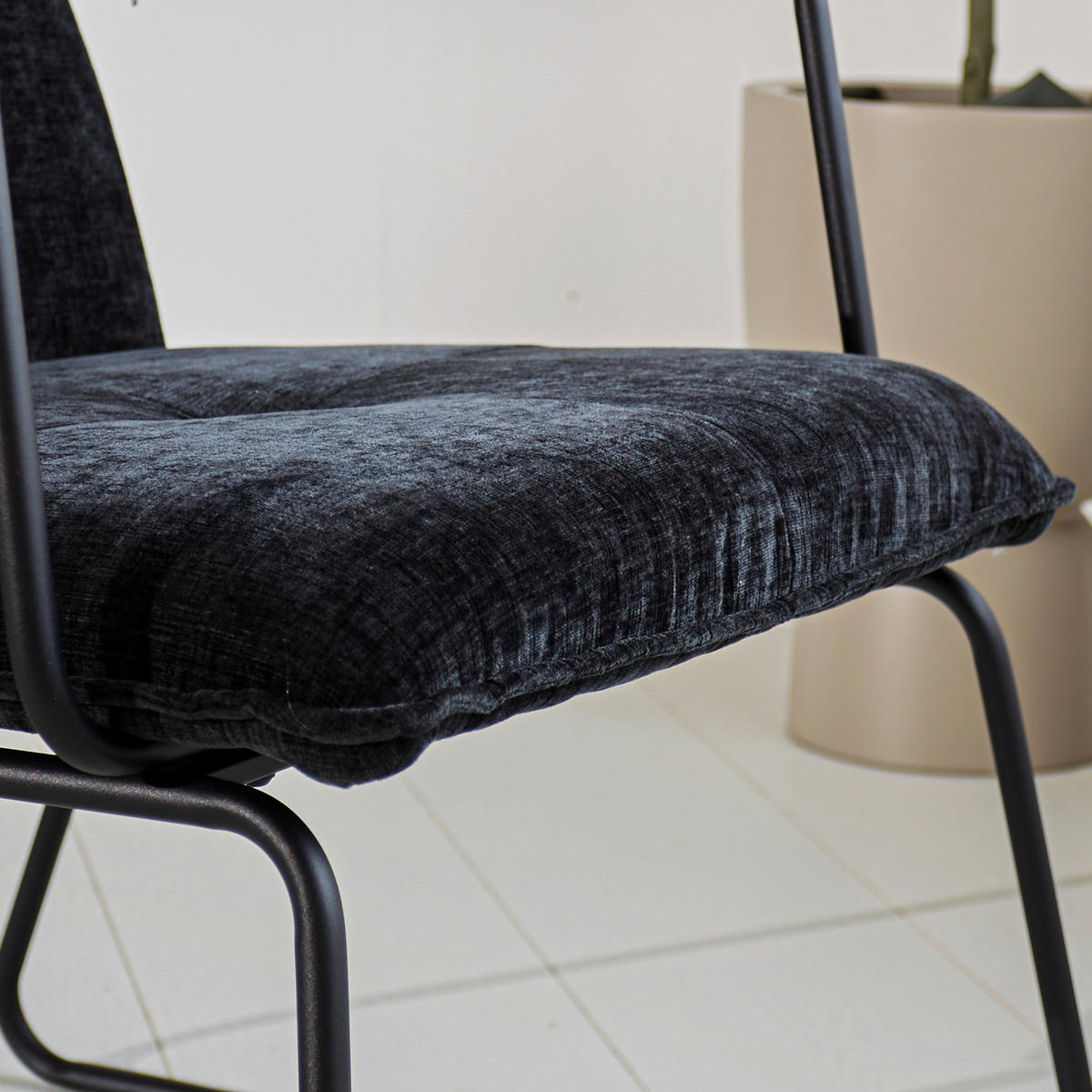 SESSEL in Chenille Schwarz  - Schwarz, MODERN, Textil/Metall (65/80/68cm) - MID.YOU