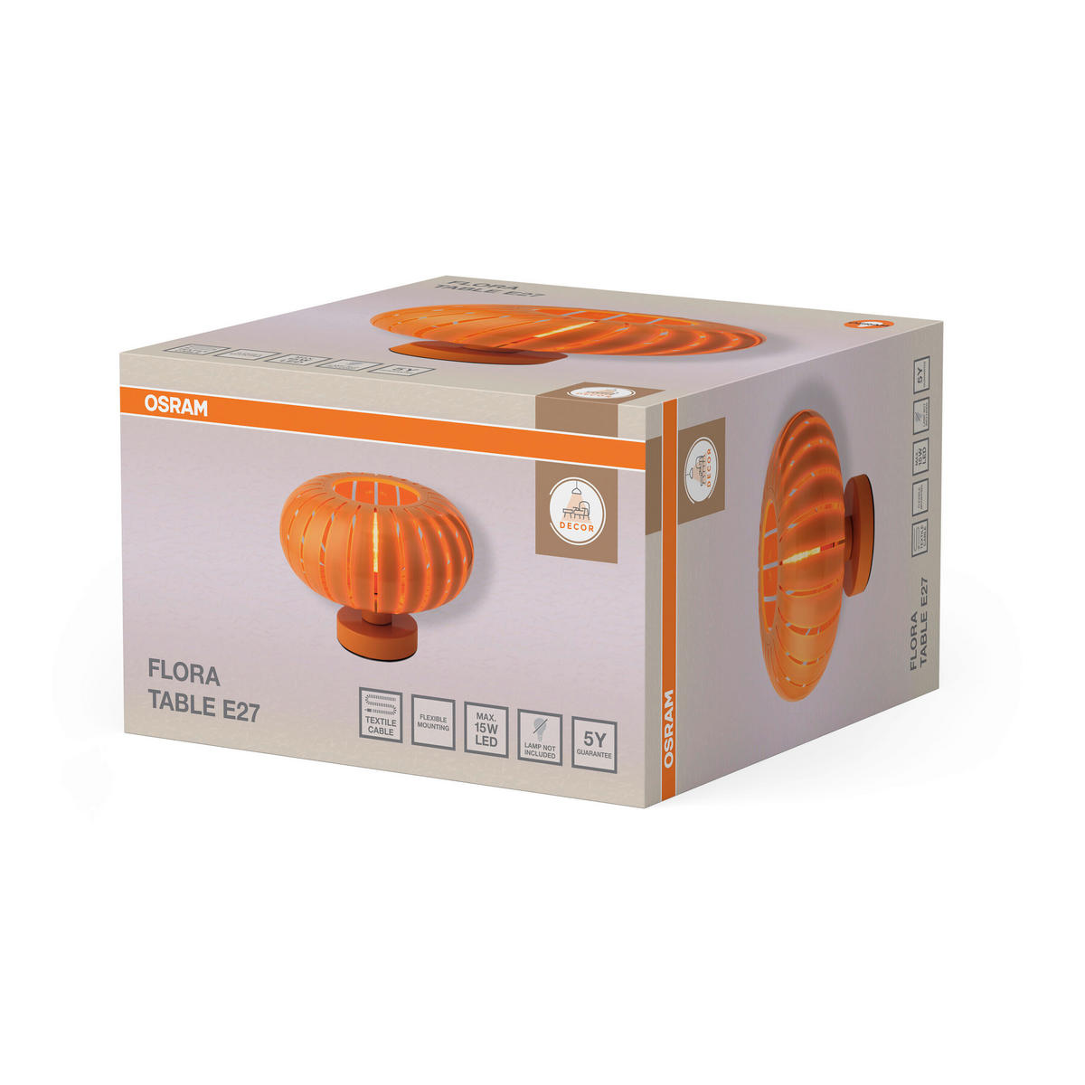 TISCHLEUCHTE 28/19,6 cm  - Orange, Design, Kunststoff/Metall (28/19,6cm) - Osram