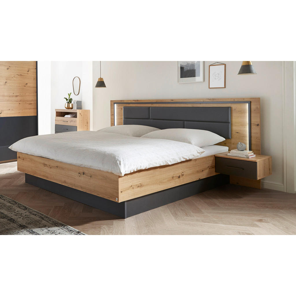 Rauch Möbel POSTEĽ S NOČNÝMI STOLÍKMI, 180/200 cm, sivá, dub artisan