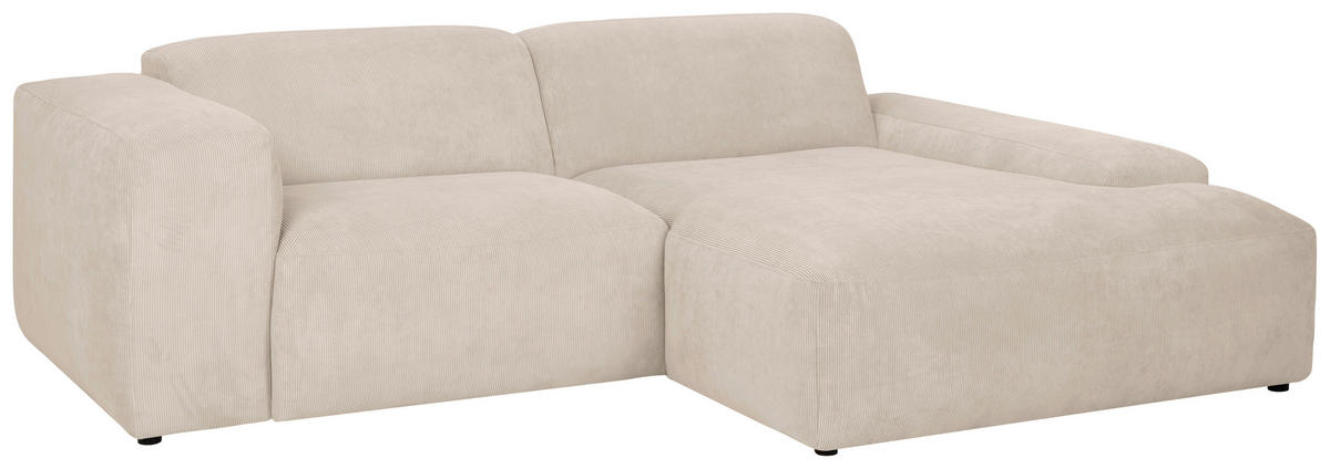 ECKSOFA in Cord Beige  252/170 cm  - Beige/Schwarz, Design, Kunststoff/Textil (252/170cm) - MID.YOU