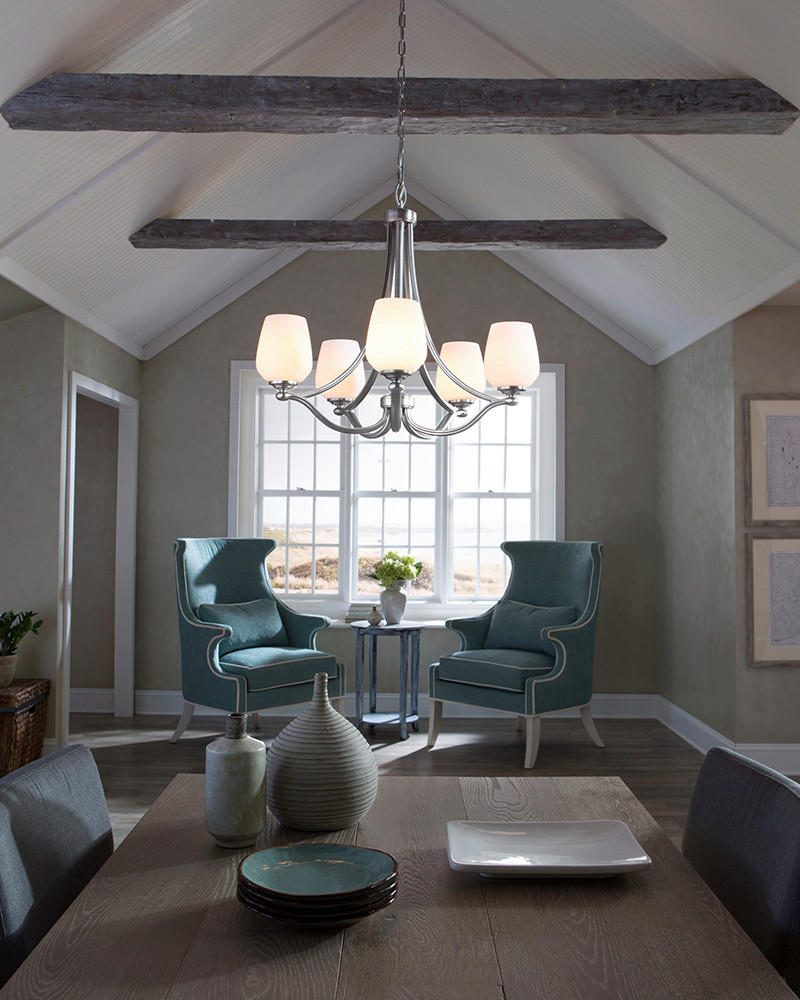 KRONLEUCHTER 66/70.2 cm    - Nickelfarben, Konventionell, Glas/Metall (66/70.2cm) - Elstead Lighting