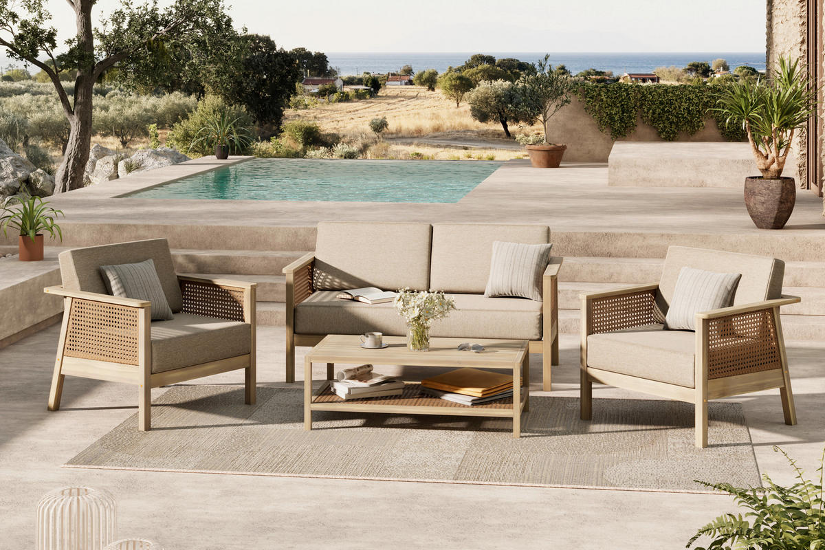 LOUNGEGARNITUR   100/35/55 cm  - Akaziefarben, Natur, Holz/Kunststoff (100/35/55cm) - Ambia Garden