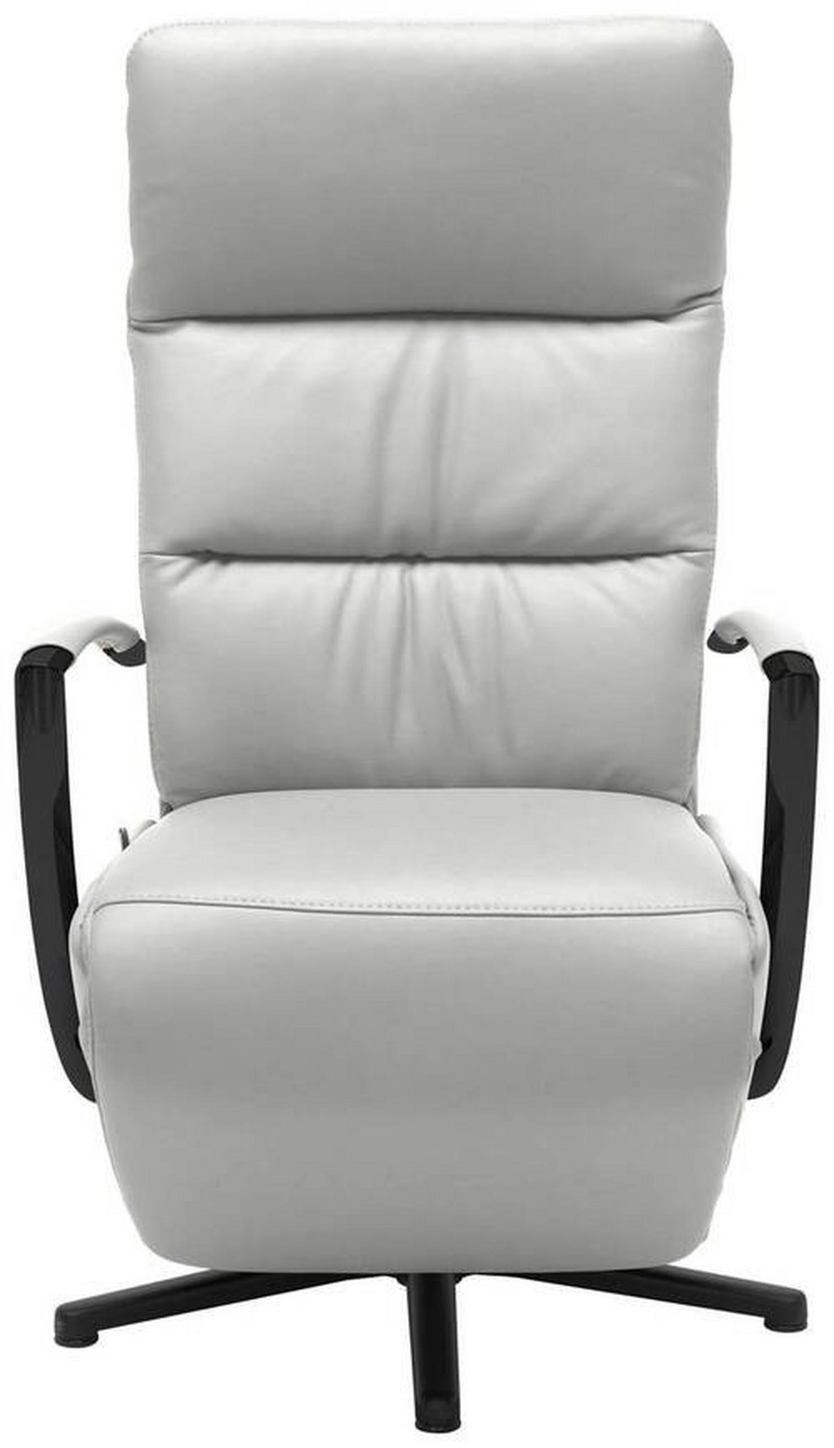 RELAXSESSEL in Leder Silberfarben  - Silberfarben/Schwarz, Design, Leder/Metall (64/112/80cm) - Cantus