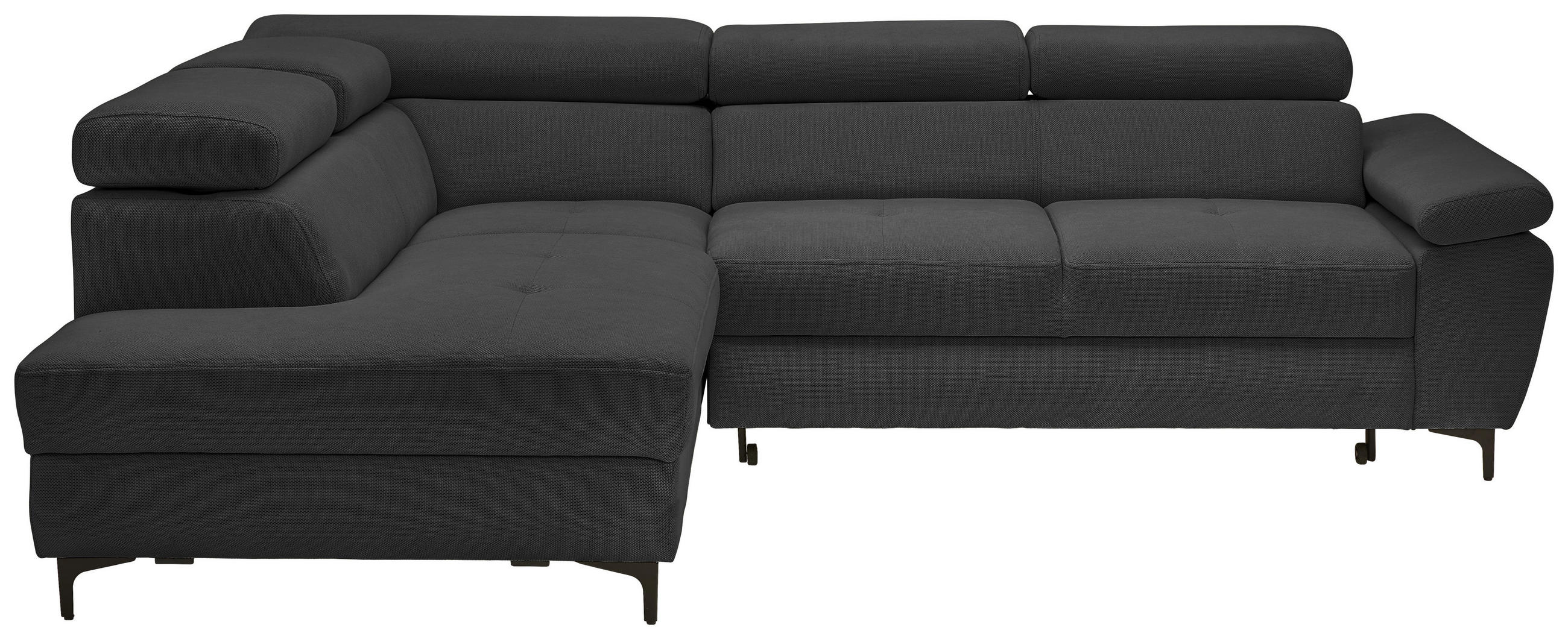 ECKSOFA in Flachgewebe Graphitfarben  - Schwarz/Graphitfarben, Design, Textil/Metall (206/266cm) - Stylife