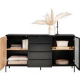 SIDEBOARD  in 153,6/83/38 cm  - Eiche Wotan/Schwarz, KONVENTIONELL, Glas/Holzwerkstoff (153,6/83/38cm) - Xora