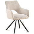 ARMLEHNSTUHL  Stoffauswahl, inklusive Armlehnen, Sitzfläche 180° drehbar, automatische Rückholfunktion Cord  - Creme/Schwarz, Design, Textil/Metall (60/85/63cm) - Hom`in